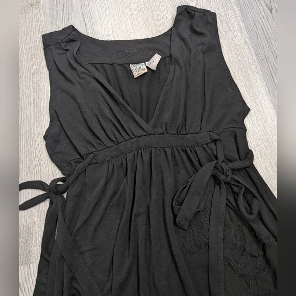 Billabong Retro Y2K Black wrap dress patchwork design Size Large Goth Alt - Picture 4 of 7